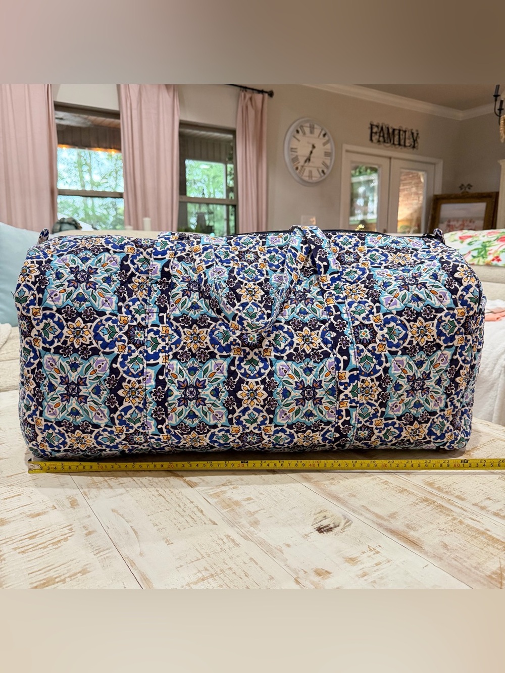 Vera Bradley Large Traveler Duffle in Lisbon Medallion Cool